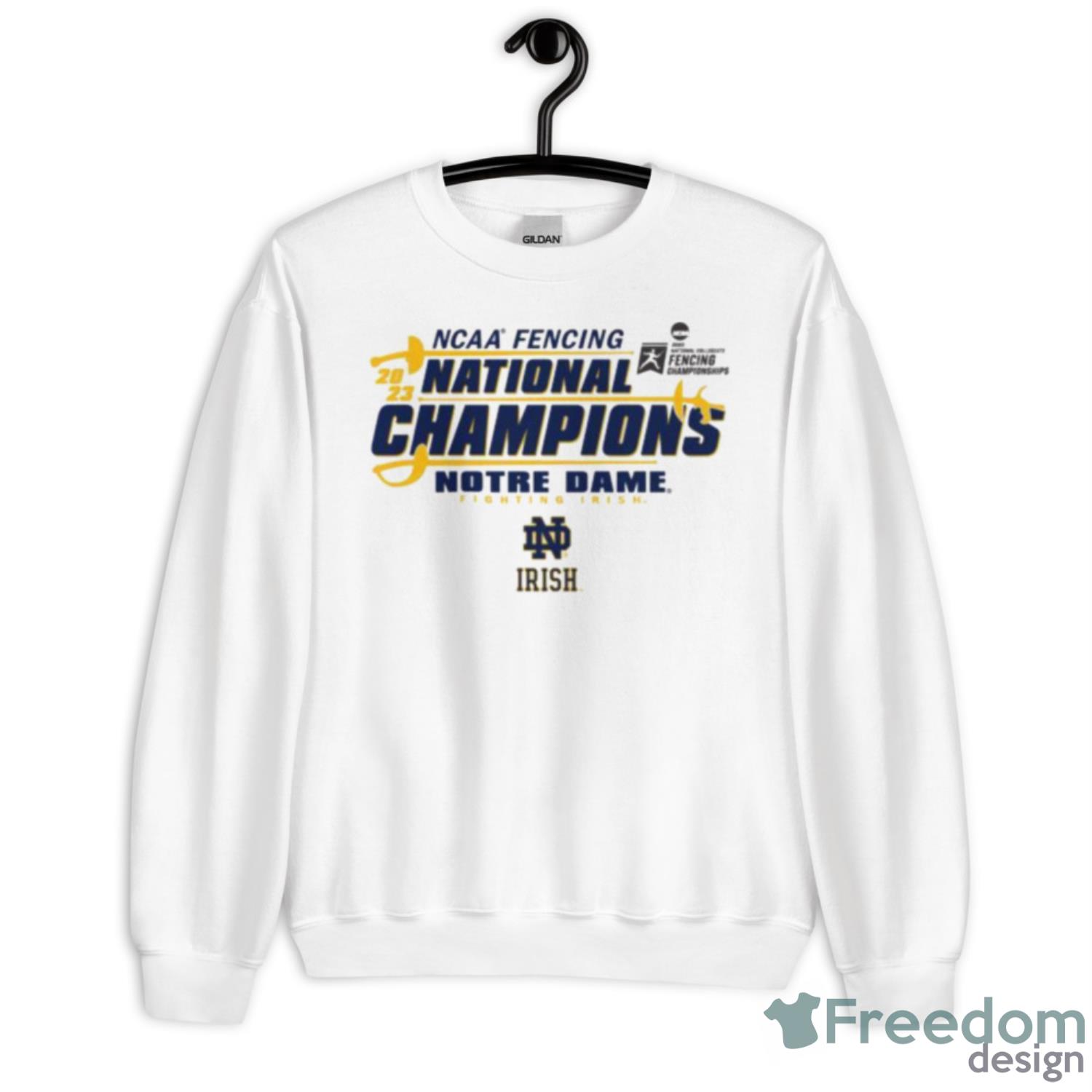 Notre Dame Fighting Irish Blue 84 2023 NCAA Fencing National Champions Shirt - Unisex Heavy Blend Crewneck Sweatshirt