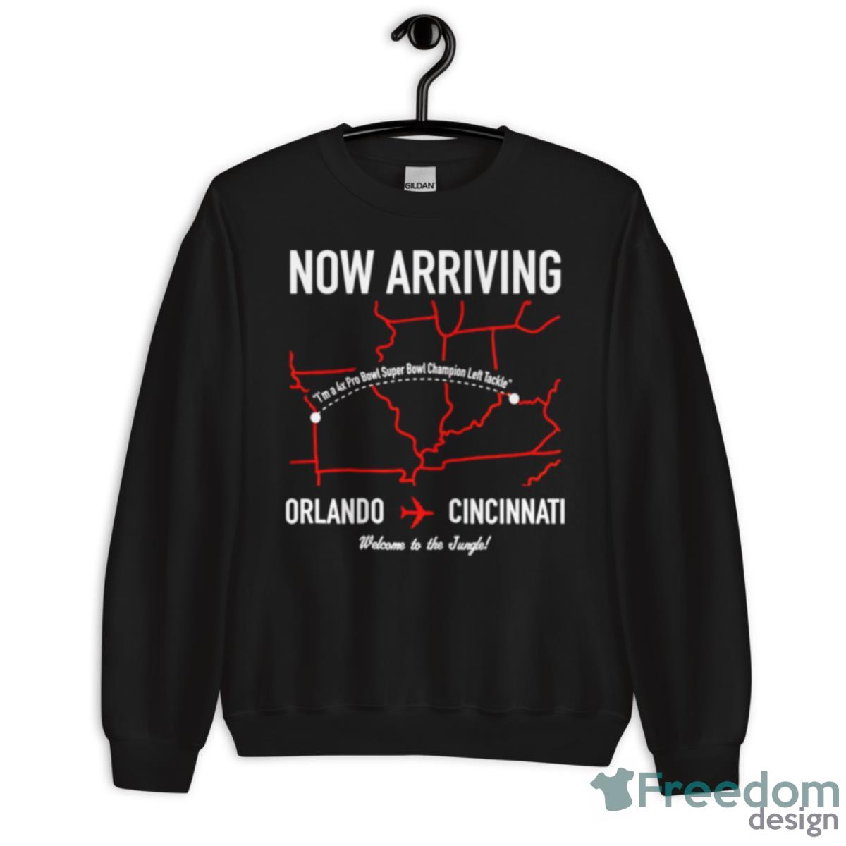 Now Arriving Orlando To Cincinnati Welcome To The Jungle Shirt - Unisex Crewneck Sweatshirt Now Arriving Orlando To Cincinnati Welcome To The Jungle Shirt - Unisex Crewneck Sweatshirt