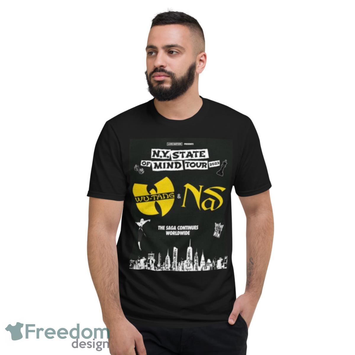 N.Y. State Of Mind Tour 2023 Wu Tang And NS The Saga Continues Worldwide Shirt - Short Sleeve T-Shirt