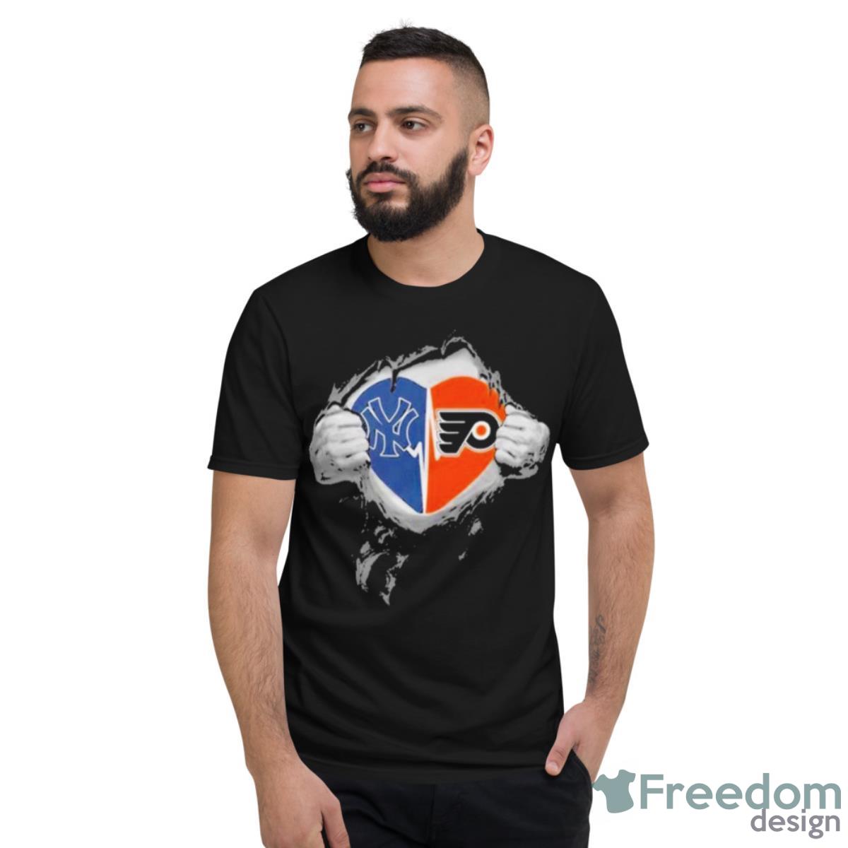 Original New York Yankees Philadelphia Flyers In My Heartbeat Shirt - Short Sleeve T-Shirt