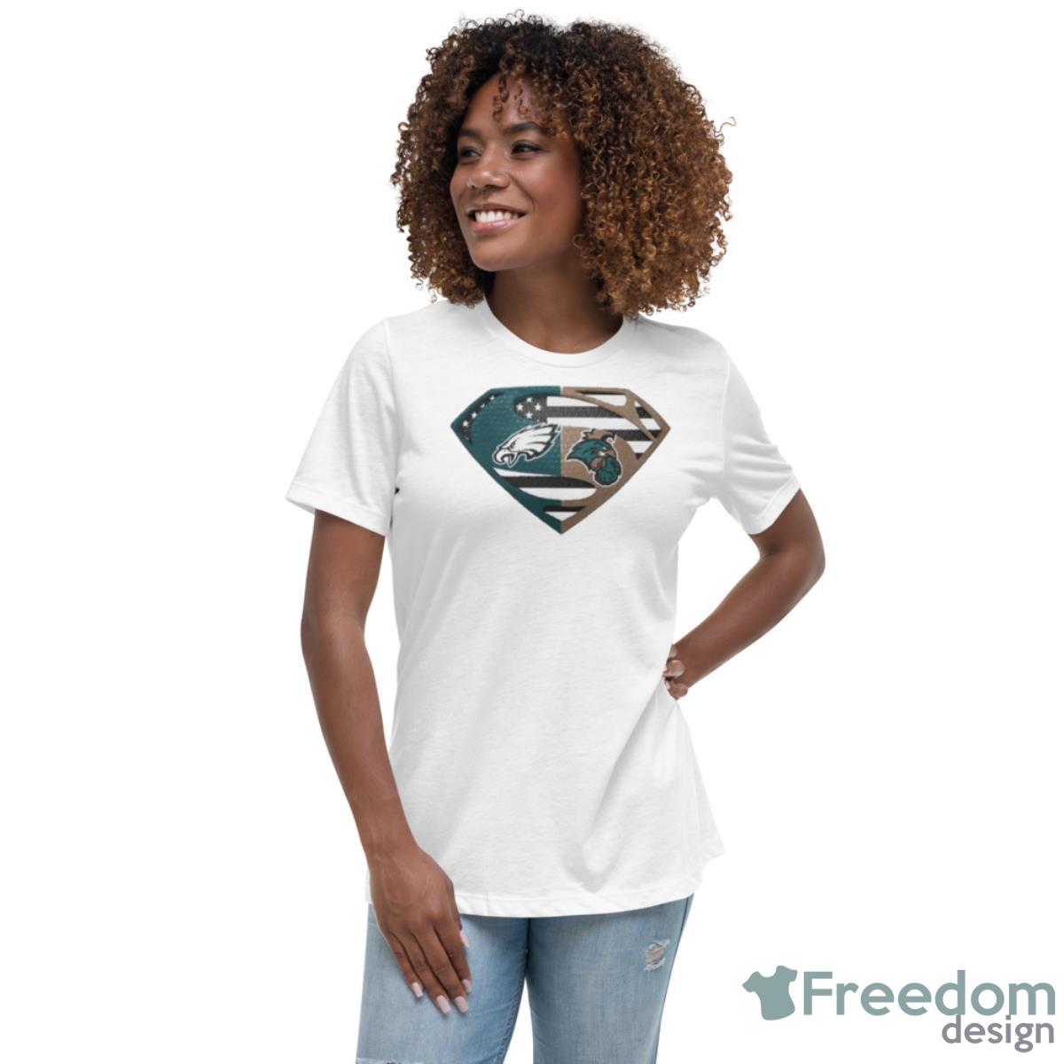 Original Philadelphia Eagles Coastal Carolina Chanticleers Superman Logo Us Flag Shirt - Womens Relaxed Short Sleeve Jersey Tee Original Philadelphia Eagles Coastal Carolina Chanticleers Superman Logo Us Flag Shirt - Womens Relaxed Short Sleeve Jersey Tee