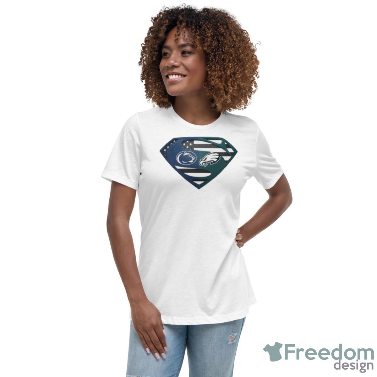 Original Philadelphia Eagles Penn State Nittany Lions Superman Logo Us Flag Shirt - Womens Relaxed Short Sleeve Jersey Tee Original Philadelphia Eagles Penn State Nittany Lions Superman Logo Us Flag Shirt - Womens Relaxed Short Sleeve Jersey Tee