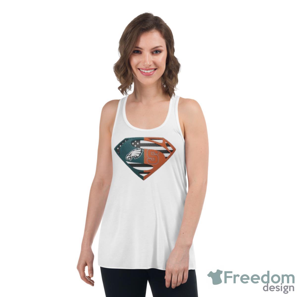 Original Philadelphia Eagles Syracuse Orange Superman Logo Us Flag Shirt - Womens Flowy Racerback Tank Original Philadelphia Eagles Syracuse Orange Superman Logo Us Flag Shirt - Womens Flowy Racerback Tank
