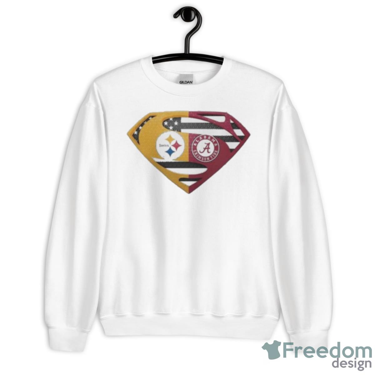Original Pittsburgh Steelers Alabama Crimson Tide Superman Logo Us Flag Shirt - Unisex Heavy Blend Crewneck Sweatshirt