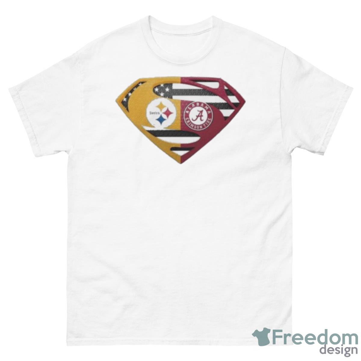Original Pittsburgh Steelers Alabama Crimson Tide Superman Logo Us Flag Shirt - 500 Men’s Classic Tee Gildan