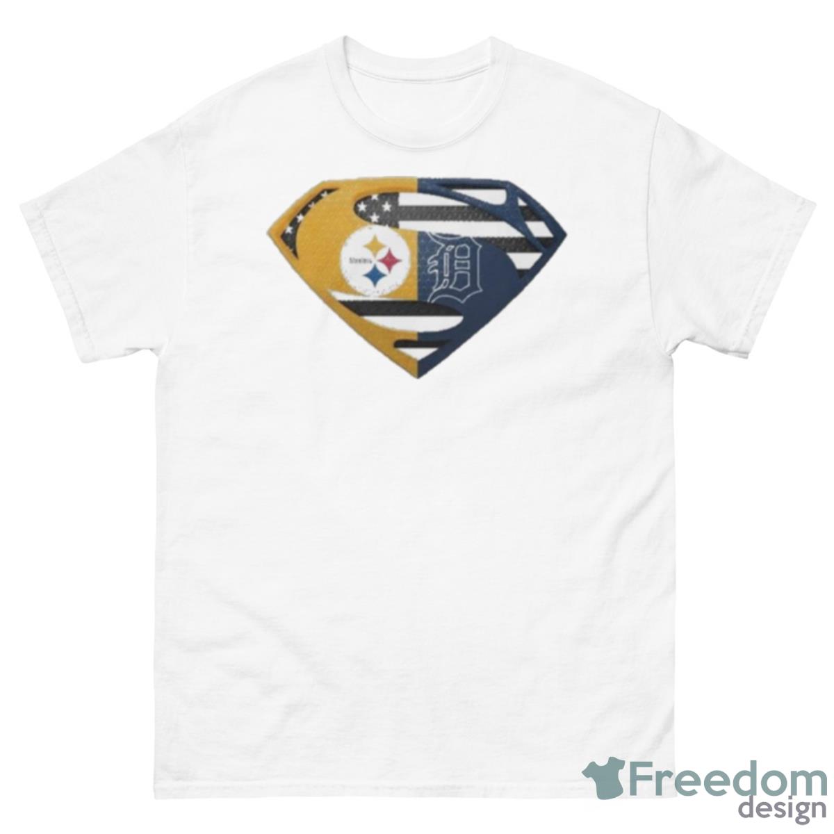 Original Pittsburgh Steelers Detroit Cleveland Tigers Superman Logo Us Flag Shirt - 500 Men’s Classic Tee Gildan