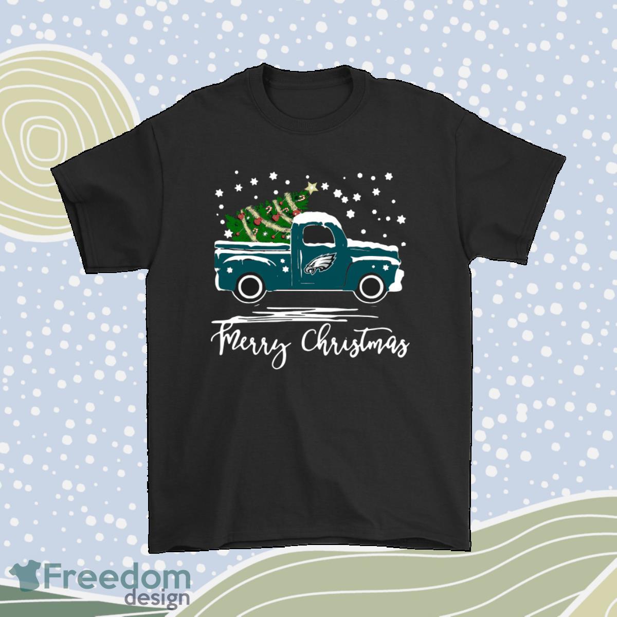 Philadelphia Eagles Car With Christmas Tree Merry Christmas Shirt Product Photo 1