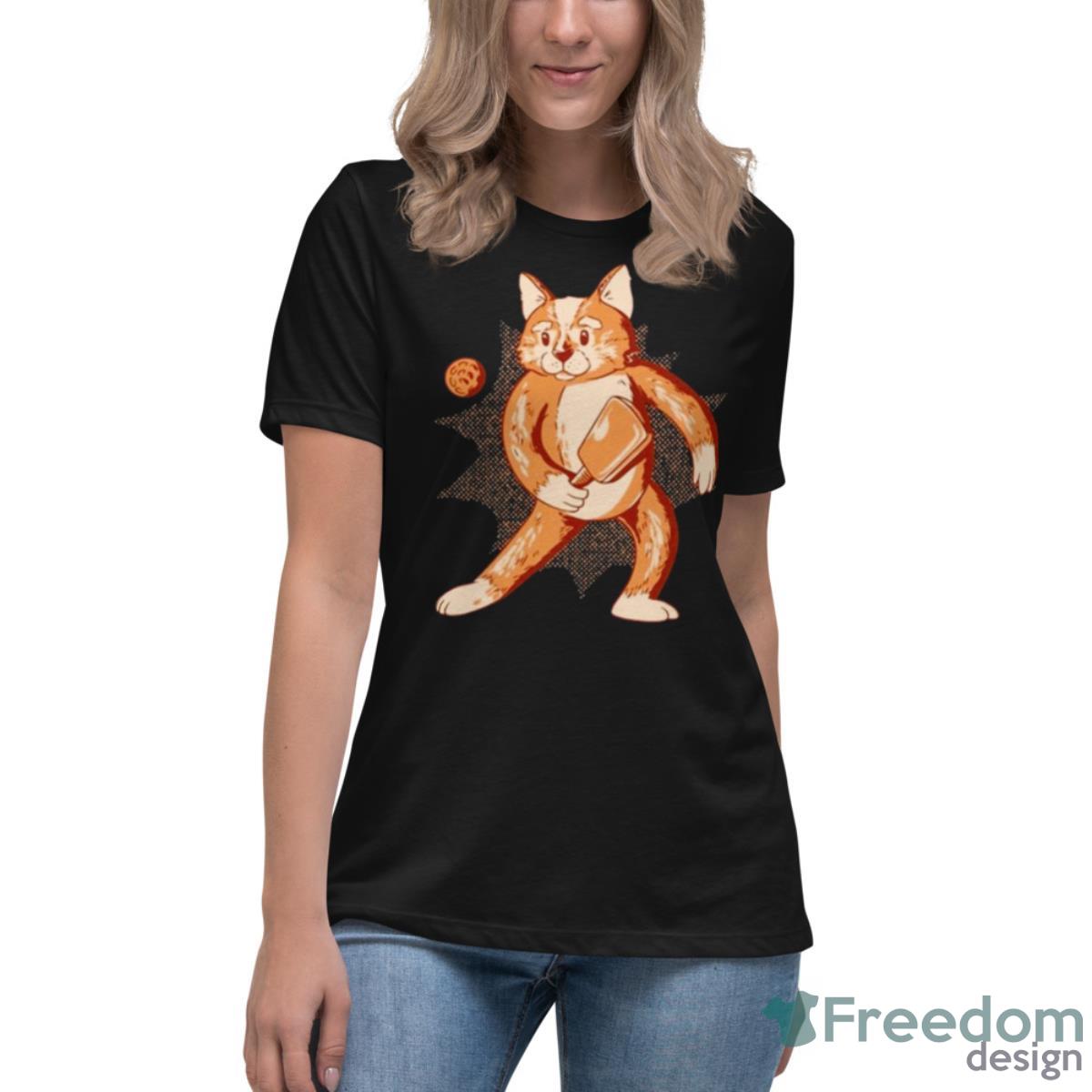 Pickleball Cat Shirt - Womens Relaxed Short Sleeve Jersey Tee Pickleball Cat Shirt - Womens Relaxed Short Sleeve Jersey Tee