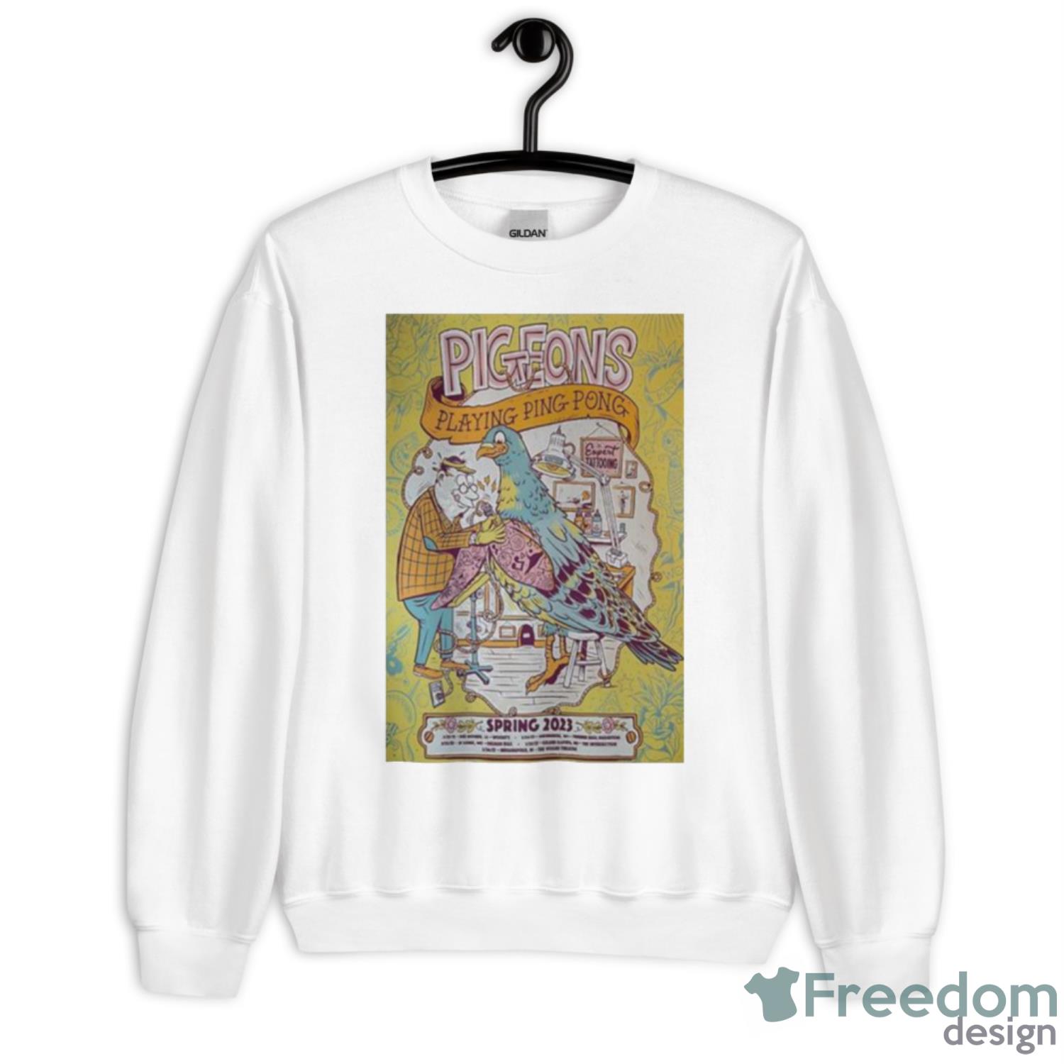 Pigeons Playing Ping Pong Spring 2023 Poster Shirt - Unisex Heavy Blend Crewneck Sweatshirt