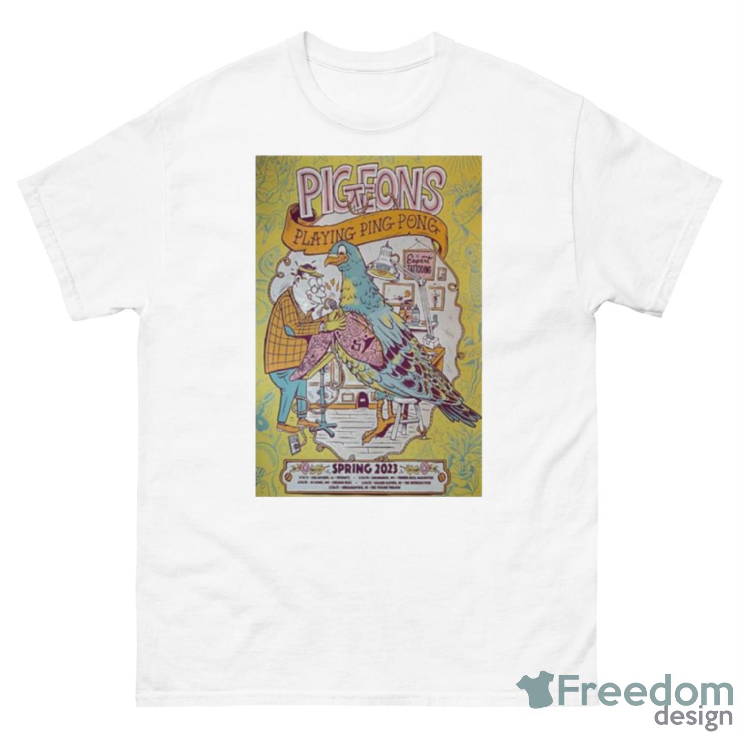 Pigeons Playing Ping Pong Spring 2023 Poster Shirt - 500 Men’s Classic Tee Gildan