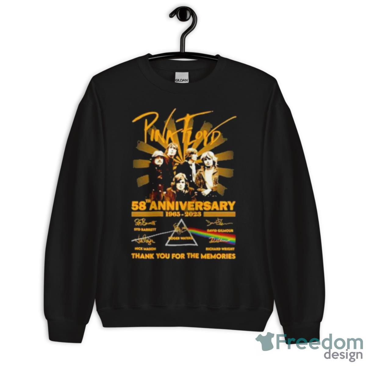 Pink Floyd 58th anniversary 1965 – 2023 thank you for the memories signatures retro shirt - Unisex Crewneck Sweatshirt