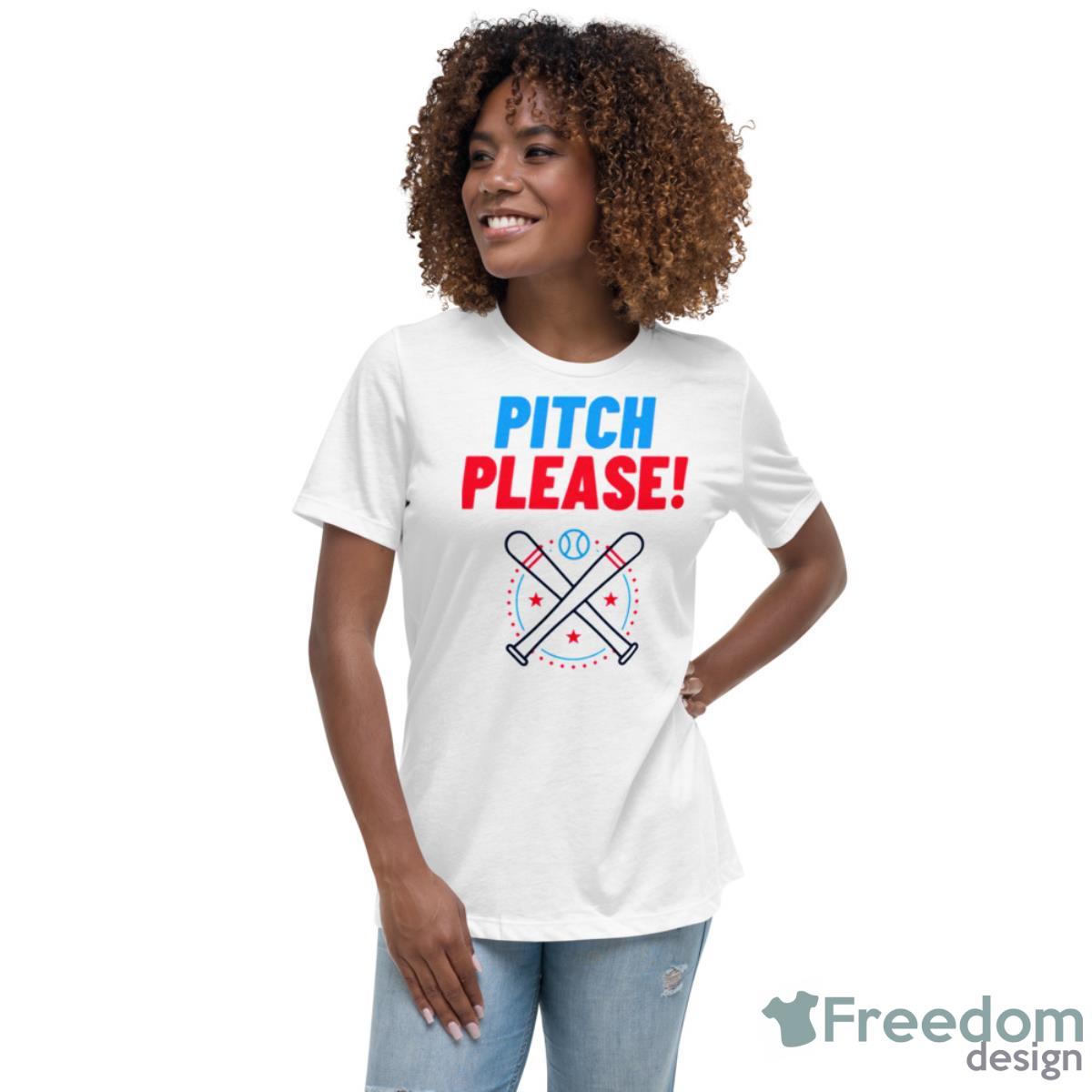 Pitch Please Baseball Logo Shirt - Womens Relaxed Short Sleeve Jersey Tee Pitch Please Baseball Logo Shirt - Womens Relaxed Short Sleeve Jersey Tee