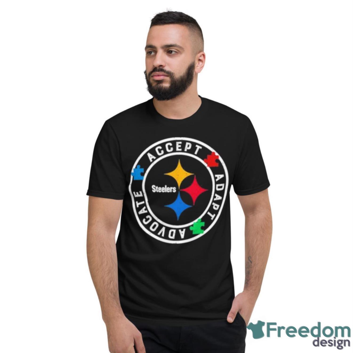 Pittsburgh Steelers Accept Adapt Advocate Autism Shirt - Short Sleeve T-Shirt