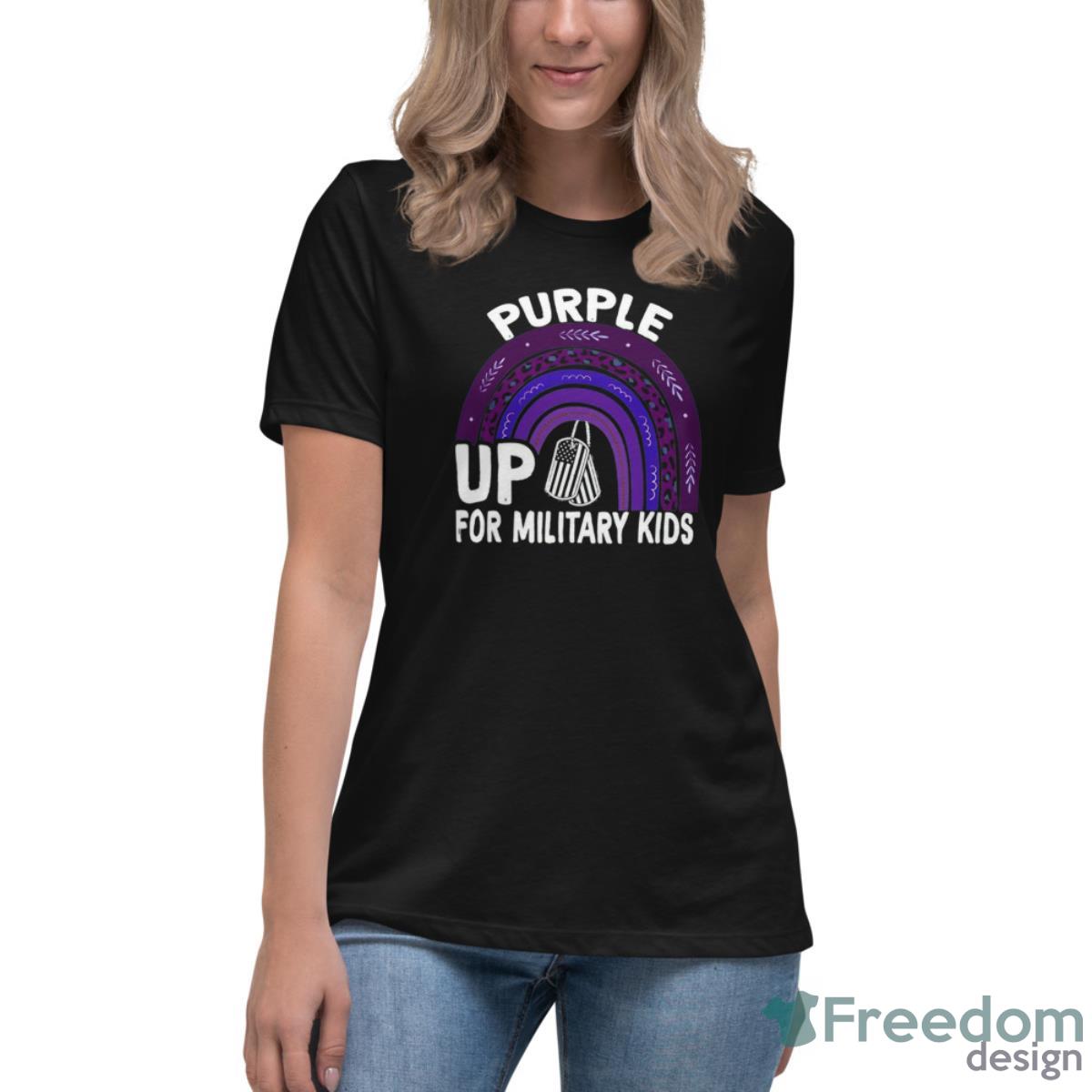 Purple Up For Military Kids Shirt - Womens Relaxed Short Sleeve Jersey Tee Purple Up For Military Kids Shirt - Womens Relaxed Short Sleeve Jersey Tee