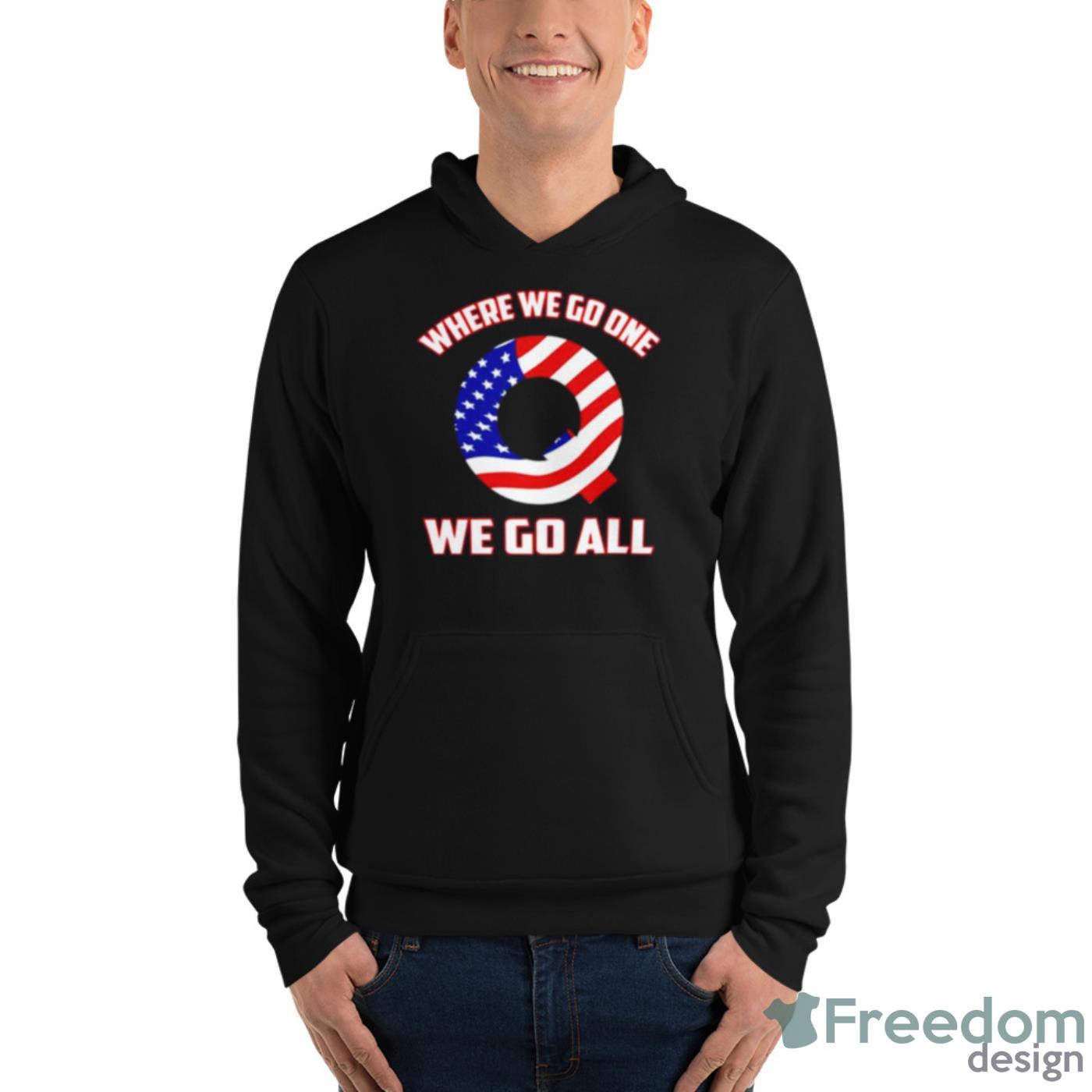 Q USA Flag Where We Go One We Go All Shirt image Q USA Flag Where We Go One We Go All Shirt - Unisex Fleece Pullover Hoodie