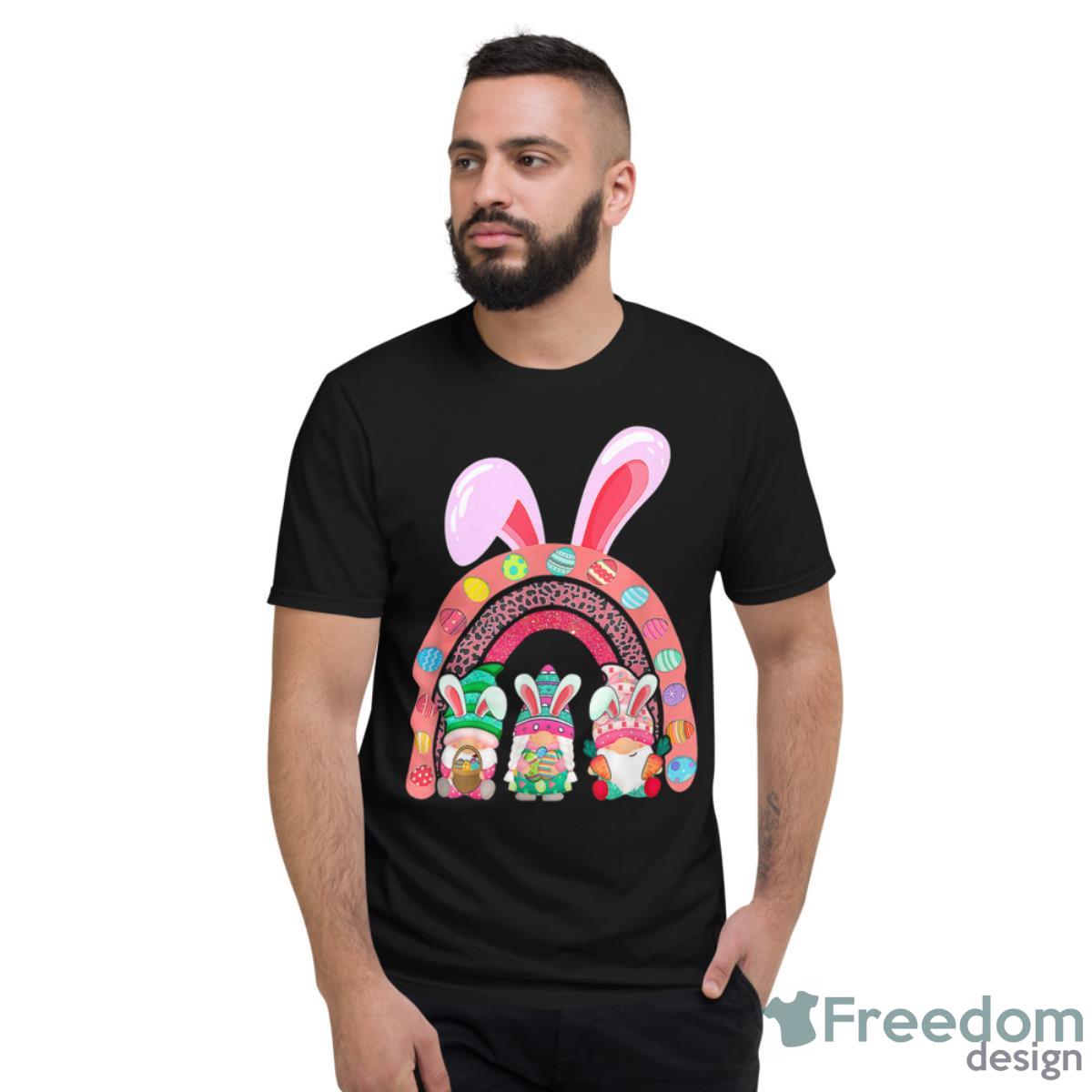 Rainbow Happy Easter Day Cute Gnome Easter Bunny Shirt - Short Sleeve T-Shirt