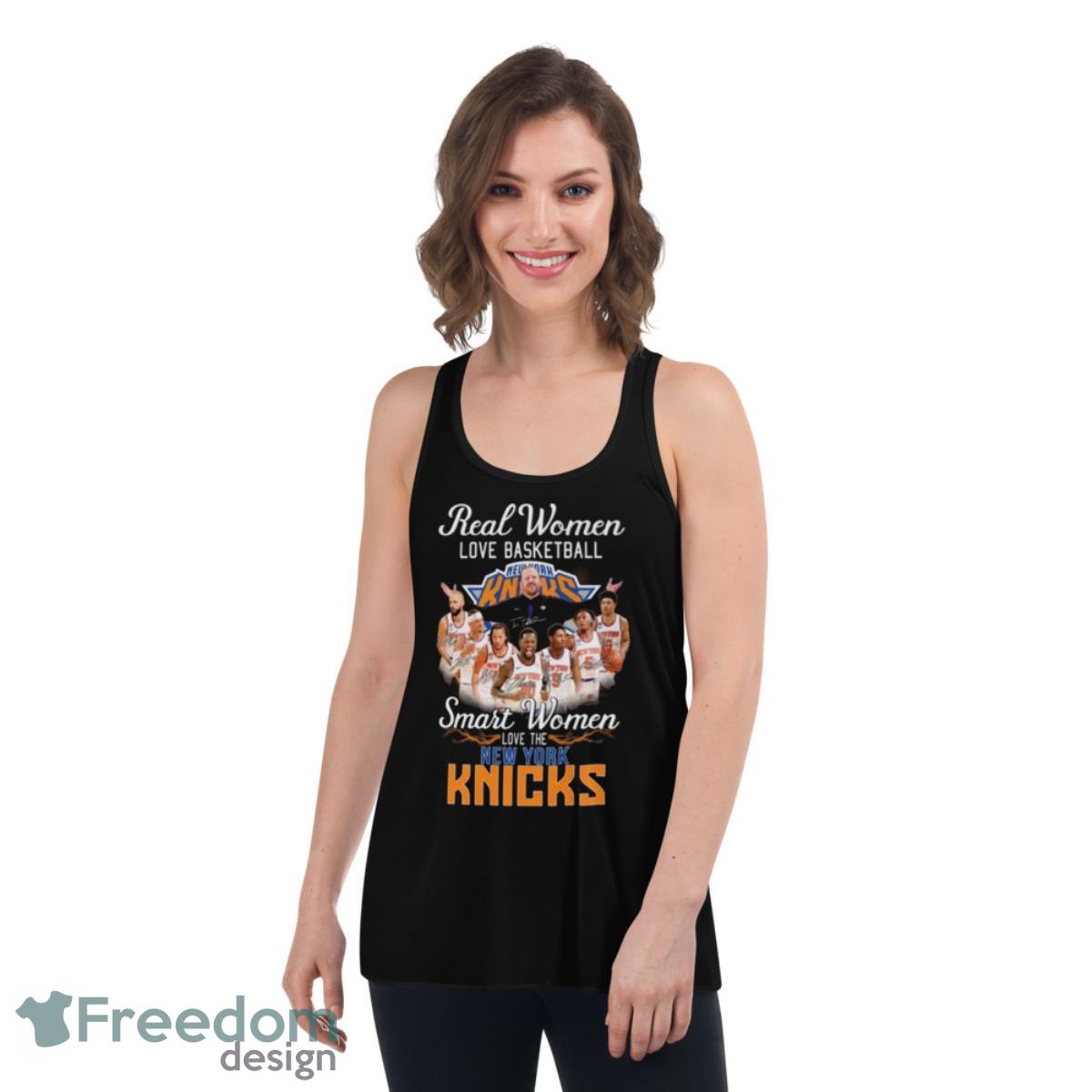 Real Women Love Basketball Smart Women Love The New York Knicks Signatures Shirt - Womens Flowy Racerback Tank Real Women Love Basketball Smart Women Love The New York Knicks Signatures Shirt - Womens Flowy Racerback Tank