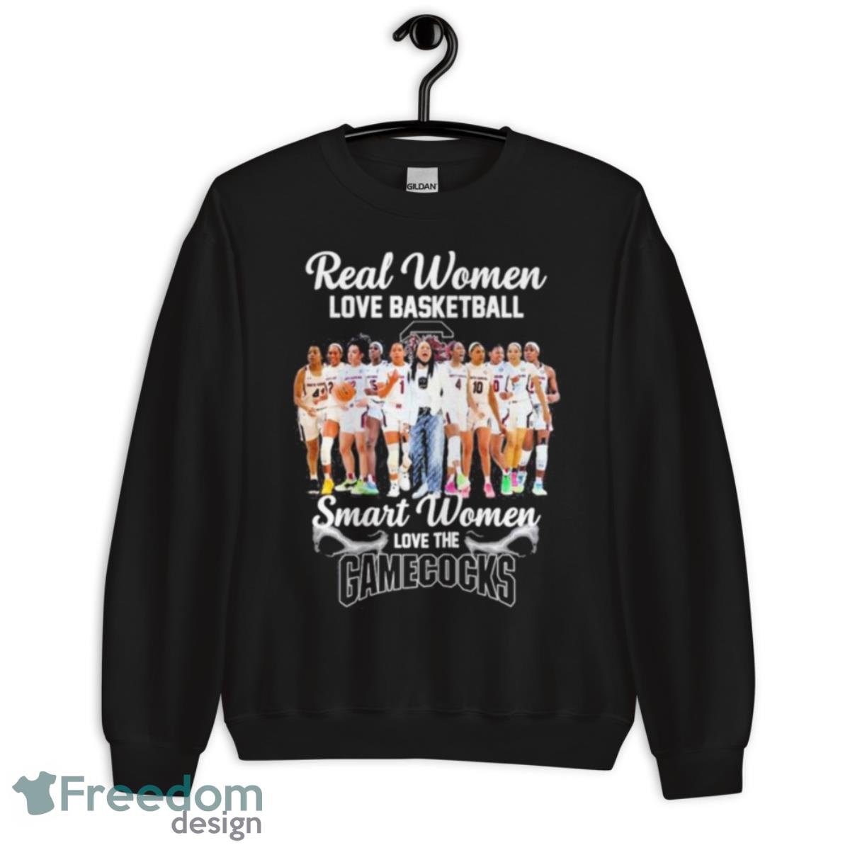 Real Women Love Basketball Smart Women Love The South Carolina Women’s Basketball 2023 Shirt image Real Women Love Basketball Smart Women Love The South Carolina Women’s Basketball 2023 Shirt - Unisex Crewneck Sweatshirt