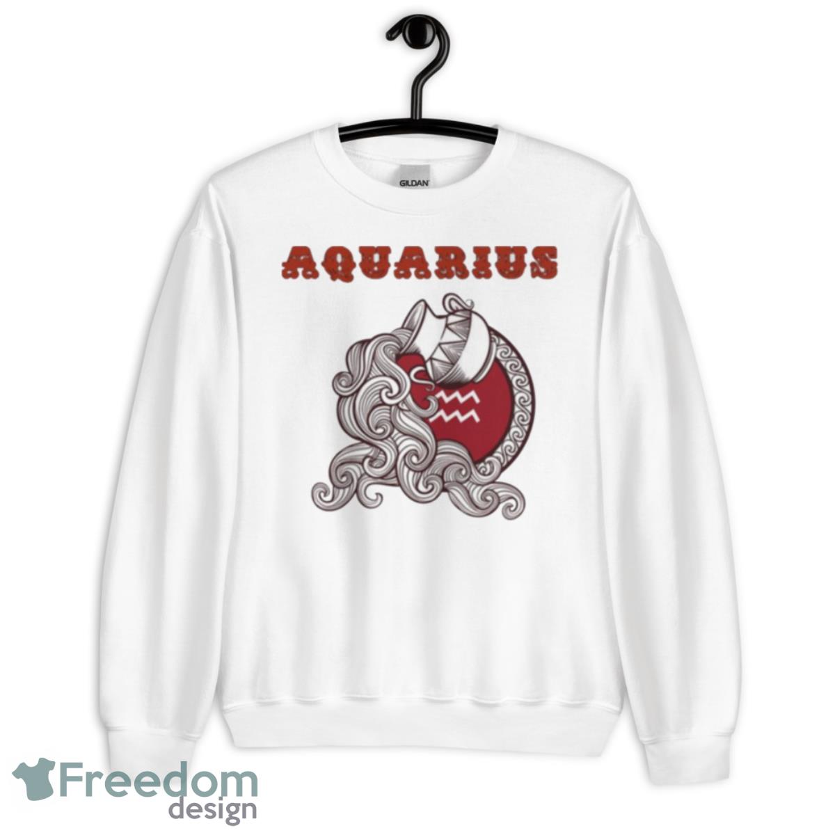 Red Zodiac Sign Aquarius Shirt - Unisex Heavy Blend Crewneck Sweatshirt