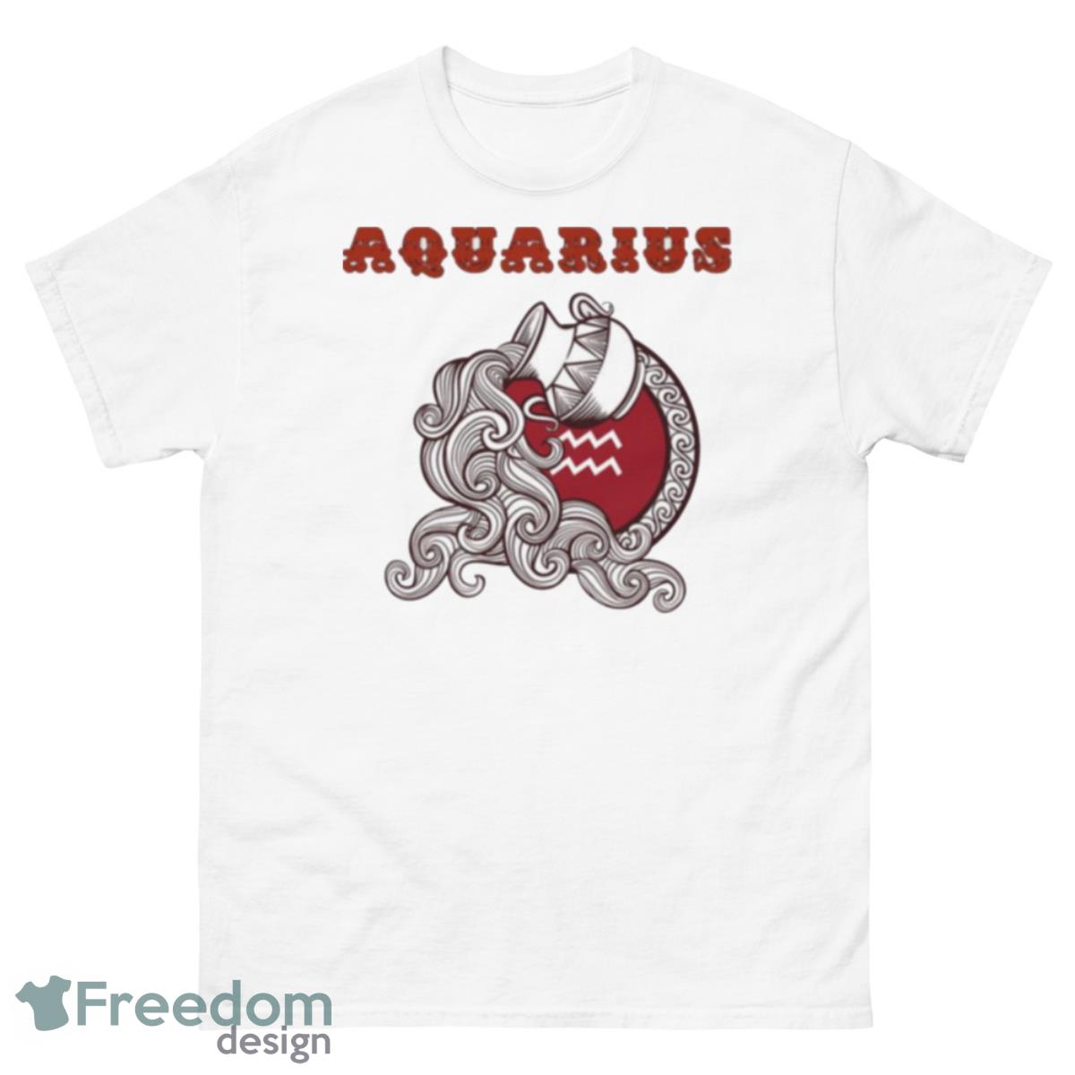 Red Zodiac Sign Aquarius Shirt - 500 Men’s Classic Tee Gildan