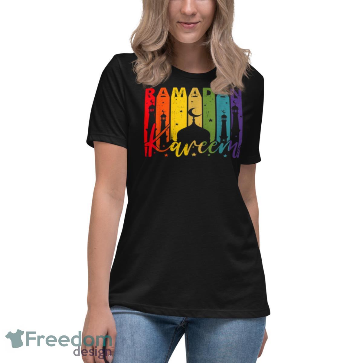 Retro Colored Design Ramadan Karim Shirt - Womens Relaxed Short Sleeve Jersey Tee Retro Colored Design Ramadan Karim Shirt - Womens Relaxed Short Sleeve Jersey Tee