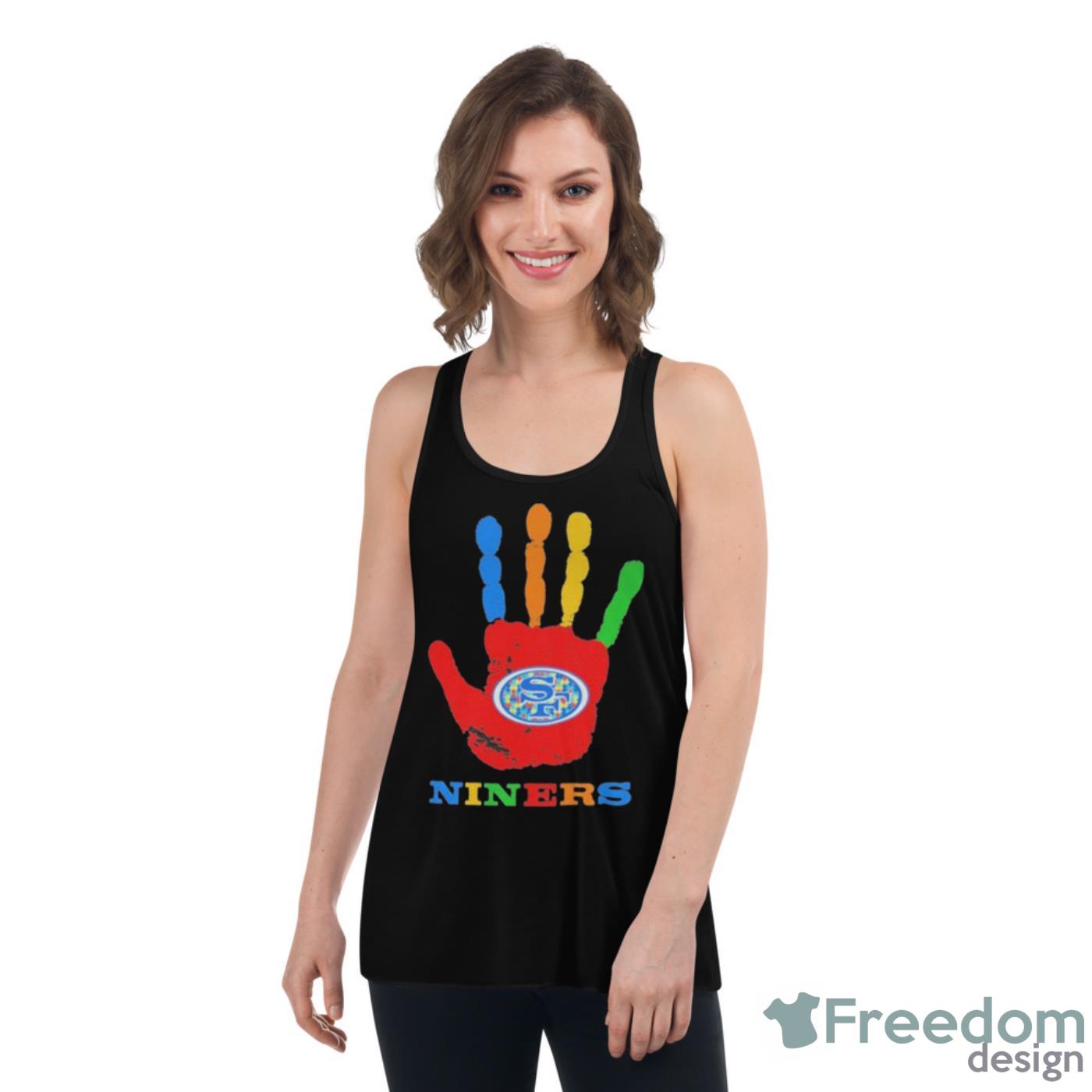 San Francisco 49ers Hand Autism 2023 NFL Shirt - Womens Flowy Racerback Tank San Francisco 49ers Hand Autism 2023 NFL Shirt - Womens Flowy Racerback Tank