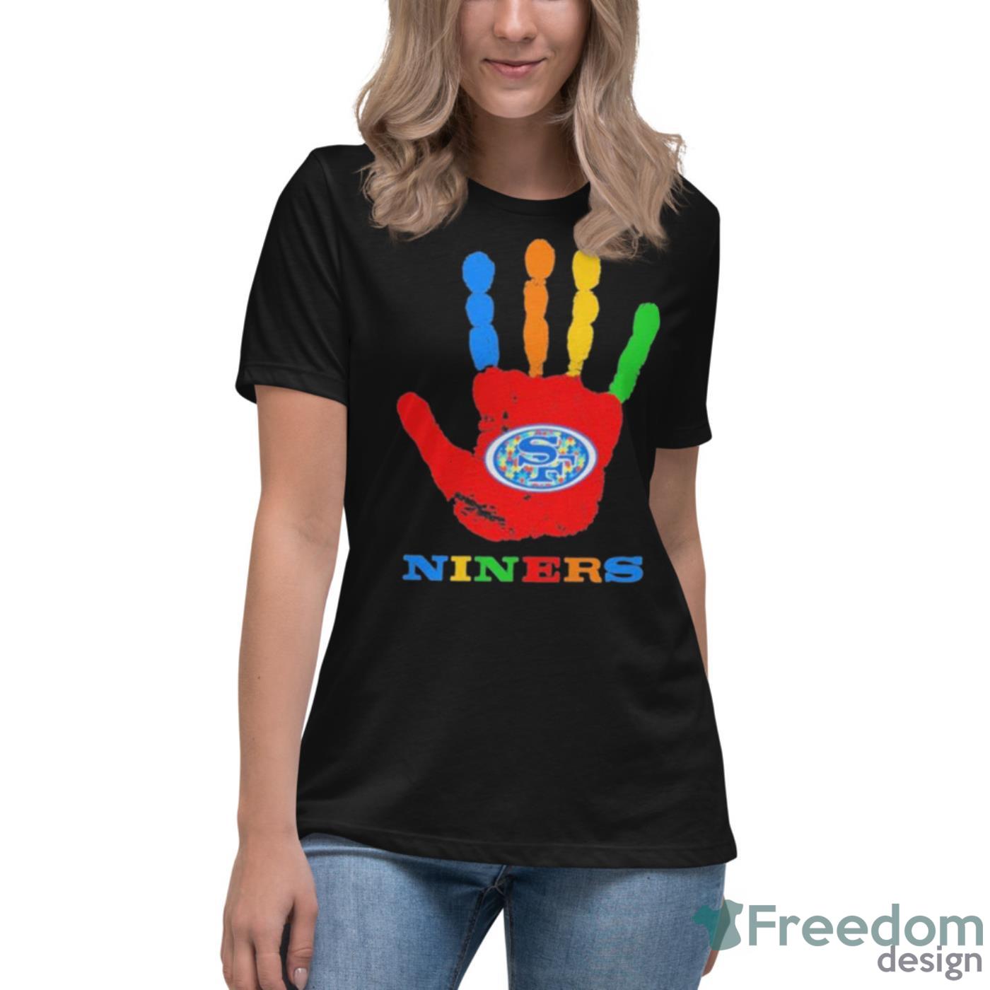 San Francisco 49ers Hand Autism 2023 NFL Shirt - Womens Relaxed Short Sleeve Jersey Tee San Francisco 49ers Hand Autism 2023 NFL Shirt - Womens Relaxed Short Sleeve Jersey Tee