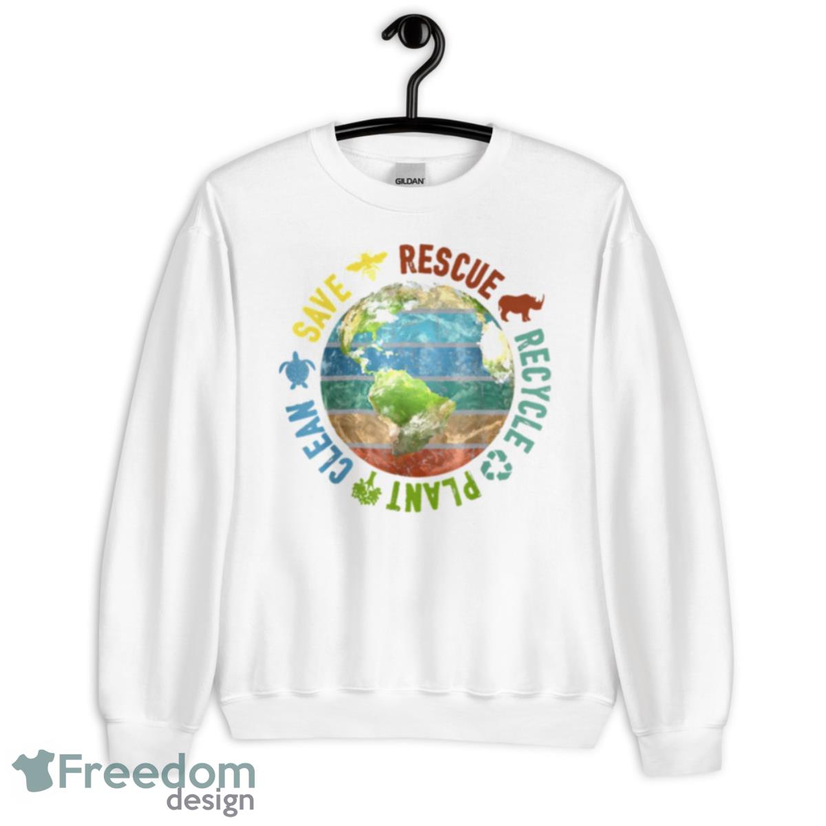 Save Bees Rescue Animals Recycle Plastics Earth Day Vintage Shirt - Unisex Heavy Blend Crewneck Sweatshirt