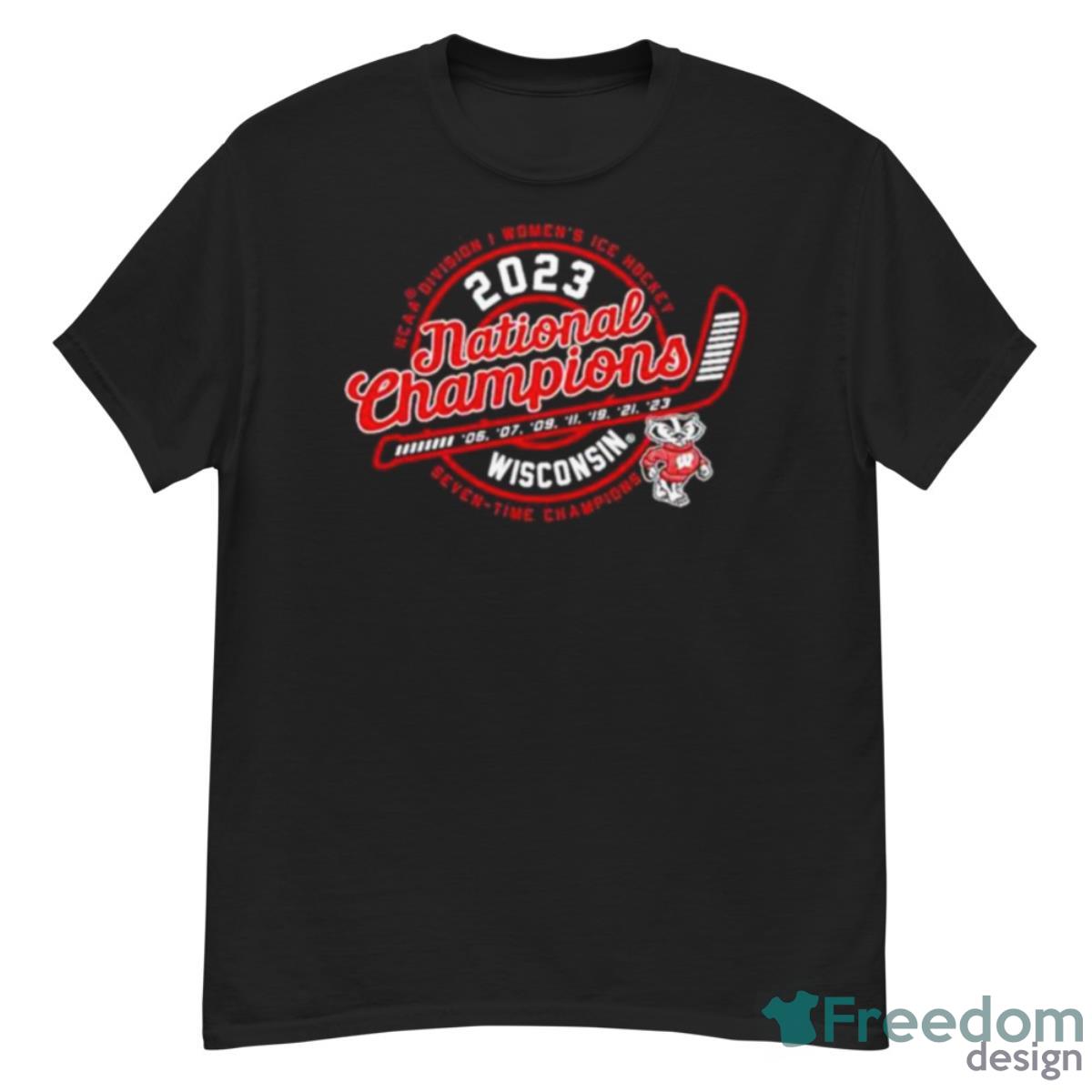 Seven Time Wisconsin Badgers Women’s Hockey 2023 National Champions Circle Years Shirt - G500 Men’s Classic T-Shirt