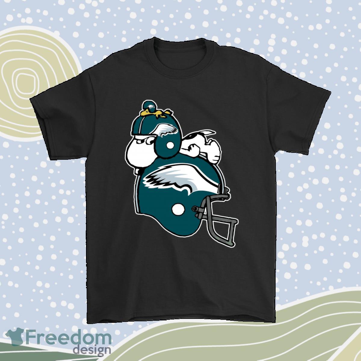 Snoopy And Woodstock Resting On Philadelphia Eagles Helmet Shirt Product Photo 1