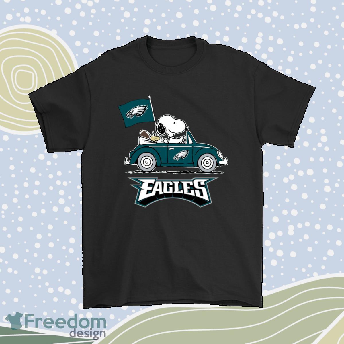 Snoopy And Woodstock Ride The Philadelphia Eagles Car Nfl Shirt Product Photo 1