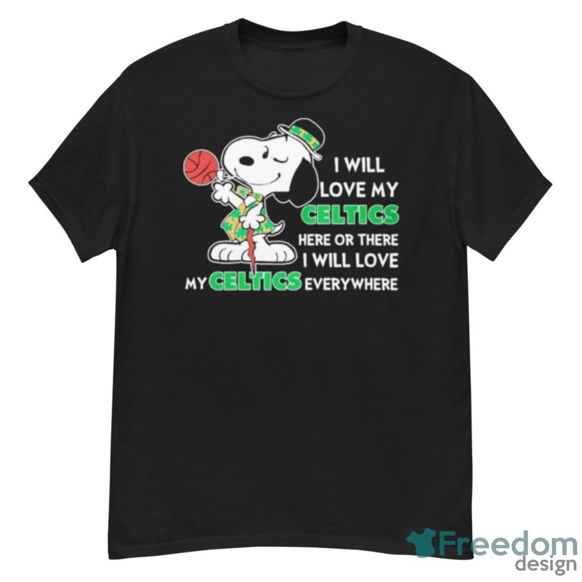 Snoopy St.Patrick Day I Will Love My Celtics Here Or There I Will Love My Celtics Everywhere Shirt - G500 Men’s Classic T-Shirt