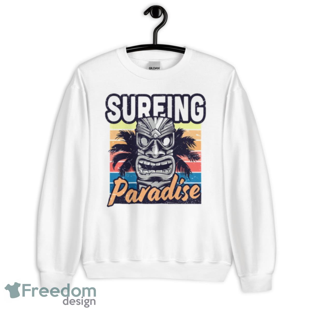 Surfing Paradise Vintage Hawaii Surfing Label Shirt - Unisex Heavy Blend Crewneck Sweatshirt