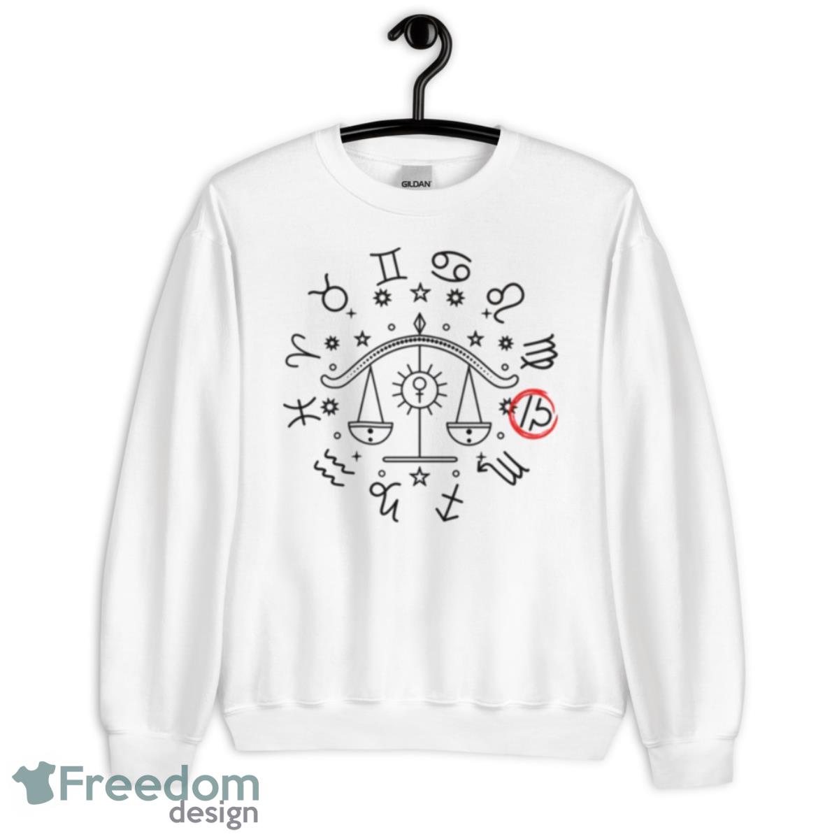 Symbol Mono Libra Zodiac Sign Scales Horoscope Shirt - Unisex Heavy Blend Crewneck Sweatshirt