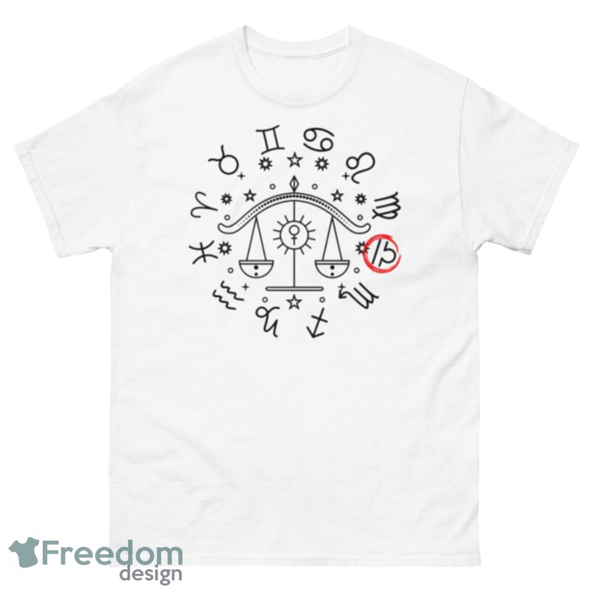 Symbol Mono Libra Zodiac Sign Scales Horoscope Shirt - 500 Men’s Classic Tee Gildan