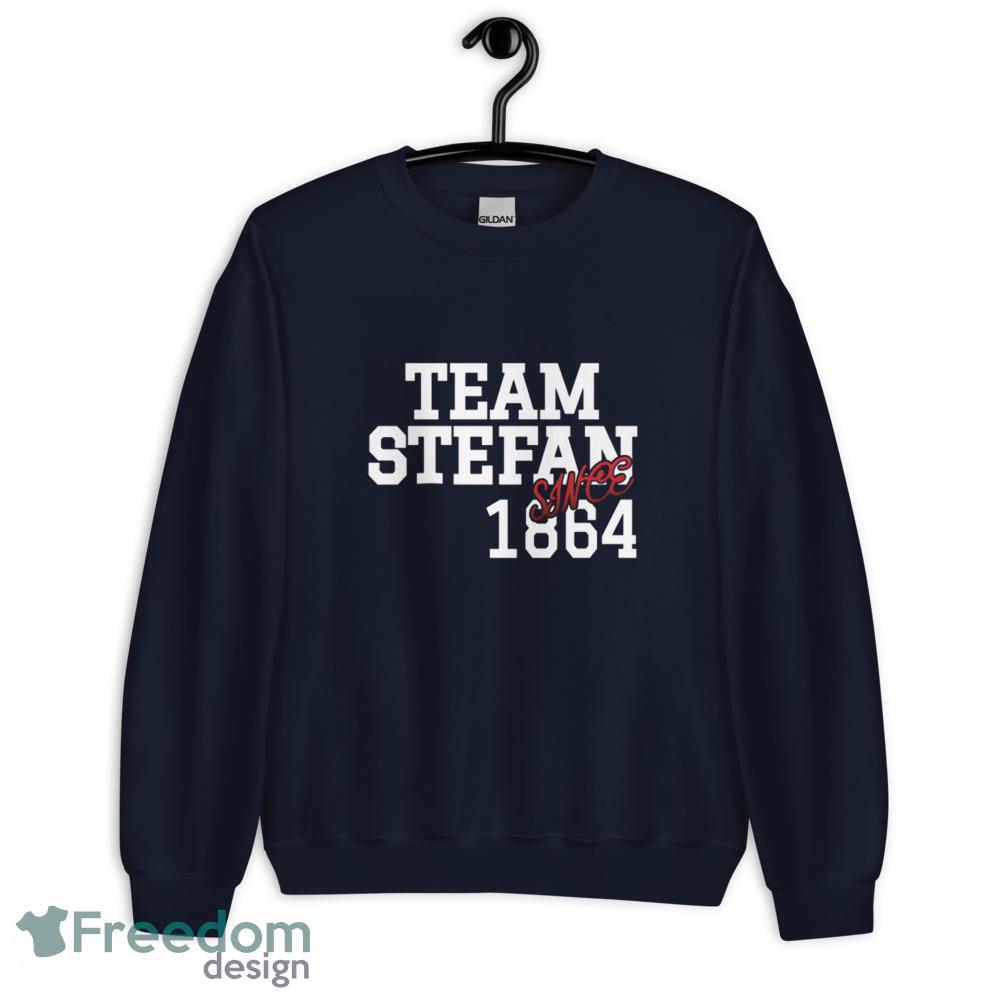 Team Stefan Shirt Team Damon Salvatore Salvatore Since 1864 Unisex T Shirt image Team Stefan Shirt Team Damon Salvatore Salvatore Since 1864 Unisex T-Shirt - Unisex Crewneck Sweatshirt-1