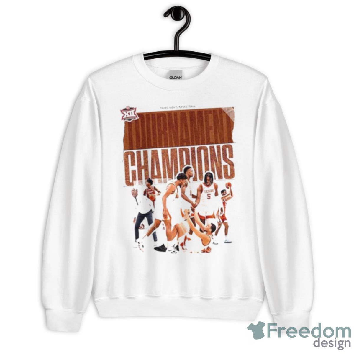 Texas Longhorns Men’s Basketball Are 2023 Big 12 Tournament Champions Shirt - Unisex Heavy Blend Crewneck Sweatshirt