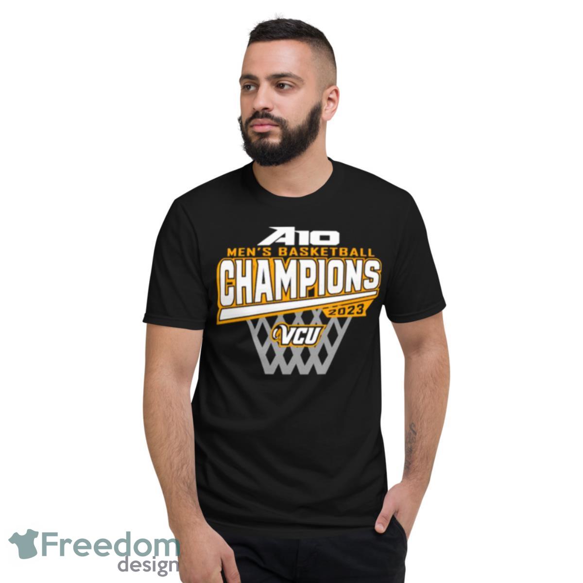 VCU Rams 2023 Atlantic 10 Men’s Basketball Conference Tournament Champions Locker Room Shirt - Short Sleeve T-Shirt