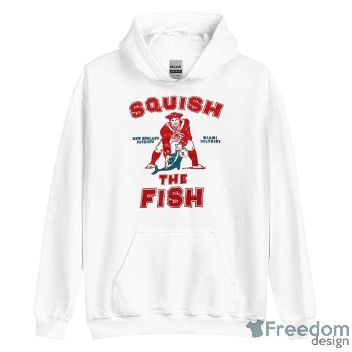 Vintage Patriots And Dolphins Squish The Fish Ringer Shirt