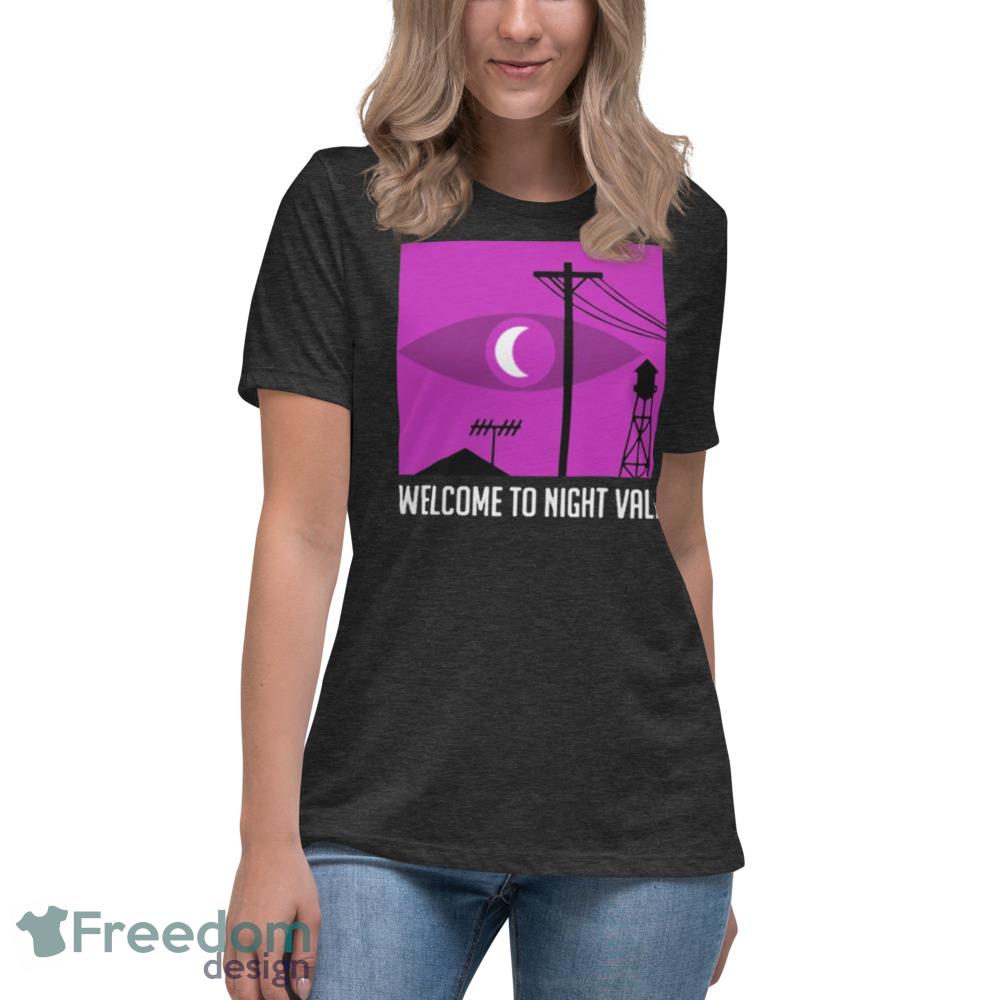 Welcome to night vale pink logo T shirt - Womens Relaxed Short Sleeve Jersey Tee-1 Welcome to night vale pink logo T shirt - Womens Relaxed Short Sleeve Jersey Tee-1