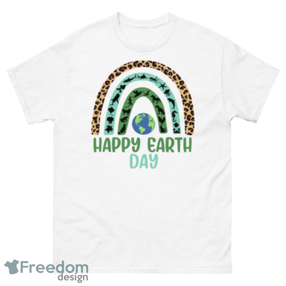 Wild And Sea Animals Happy Earth Day Rainbow Shirt - 500 Men’s Classic Tee Gildan