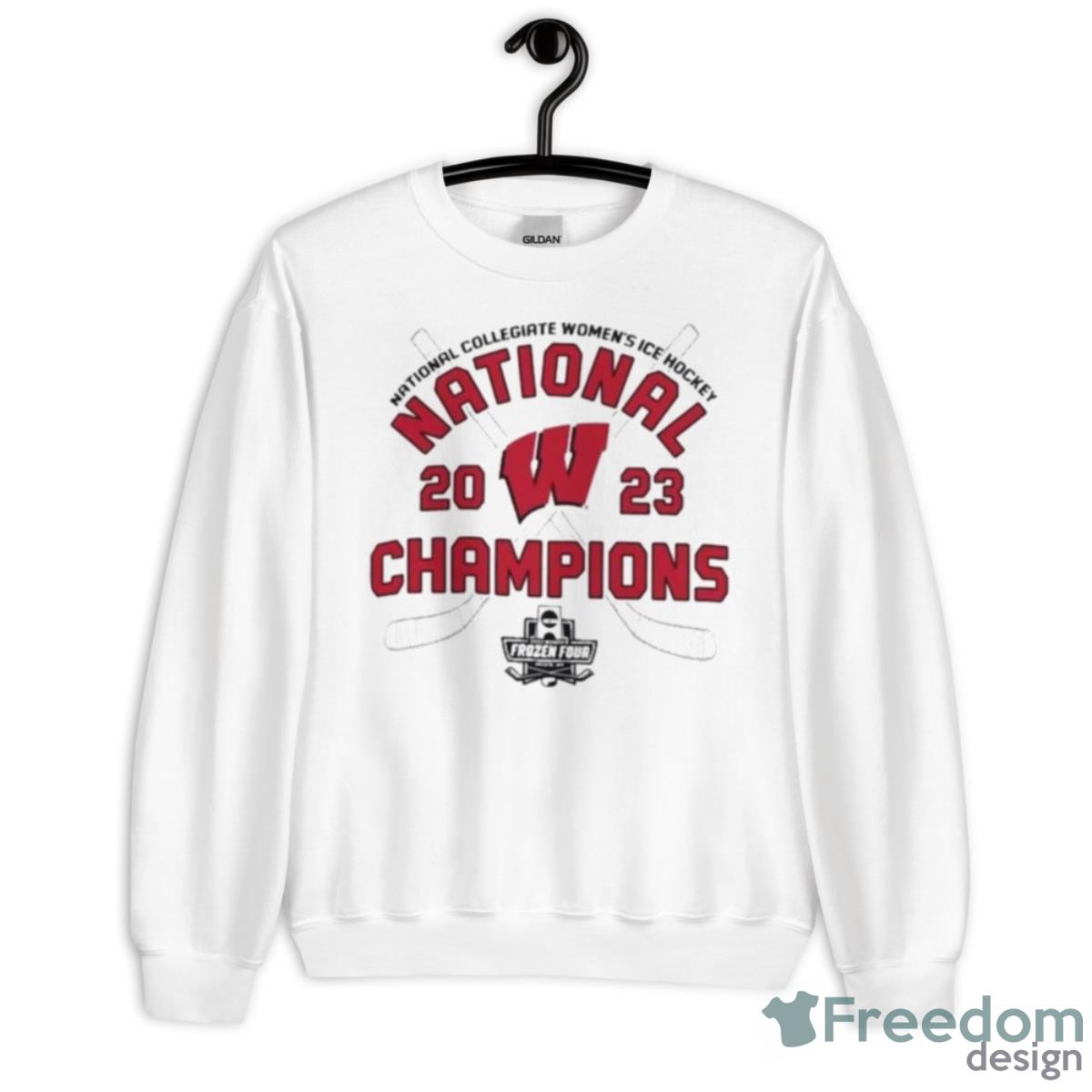 Wisconsin Badgers Champion 2023 NCAA Women’s Ice Hockey National Champions Locker Room Shirt - Unisex Heavy Blend Crewneck Sweatshirt