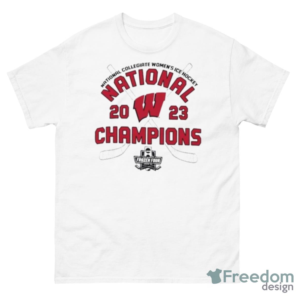 Wisconsin Badgers Champion 2023 NCAA Women’s Ice Hockey National Champions Locker Room Shirt - 500 Men’s Classic Tee Gildan