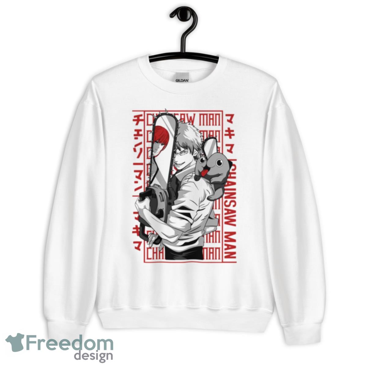 Young Boy Denji With Pochita On His Back Chainsaw Man Shirt - Unisex Heavy Blend Crewneck Sweatshirt