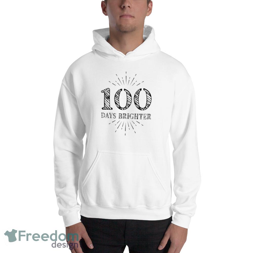 100 days brighter, 100 days of school, 100 days of school kids white design new funny T shirts - 18500 Unisex Heavy Blend Hooded Sweatshirt