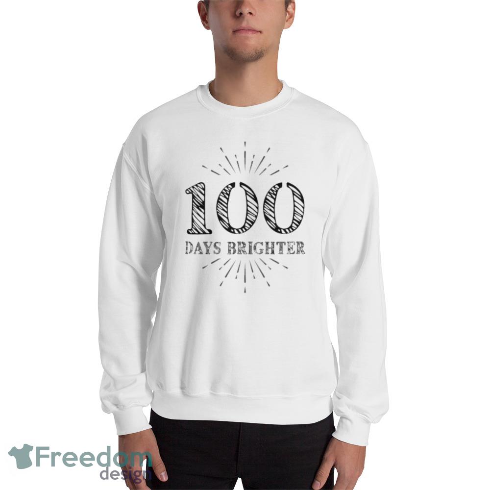 100 days brighter, 100 days of school, 100 days of school kids white design new funny T shirts - 18000 Unisex Heavy Blend Crewneck Sweatshirt