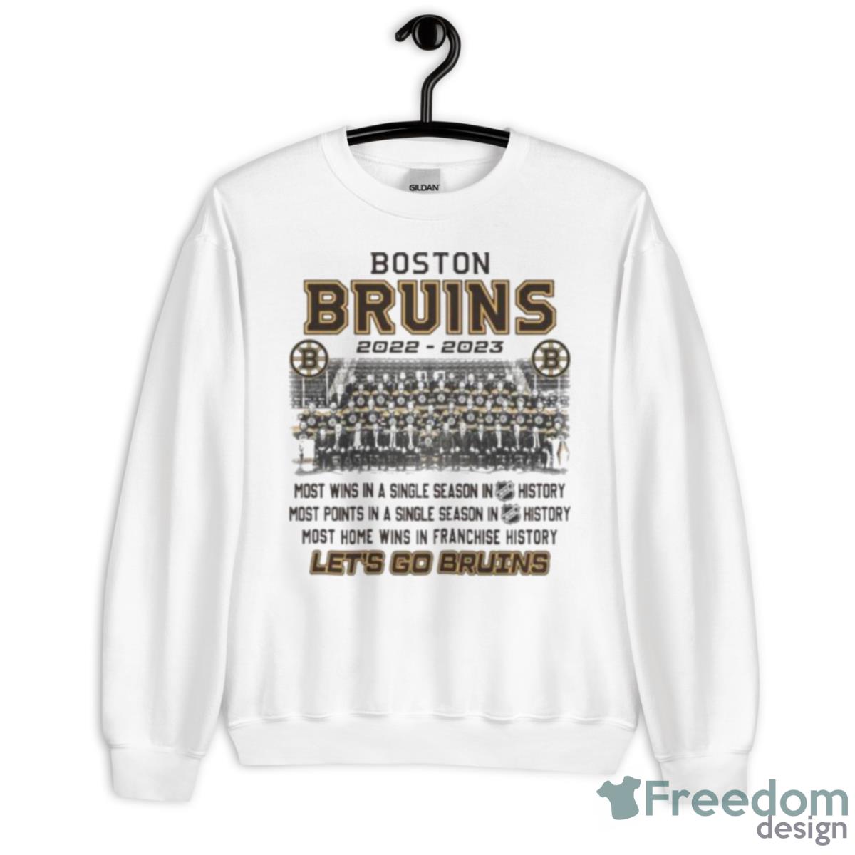 2023 Boston Bruins Let’s Go Bruins Most Home Wins In Franchise History Shirt - Unisex Heavy Blend Crewneck Sweatshirt