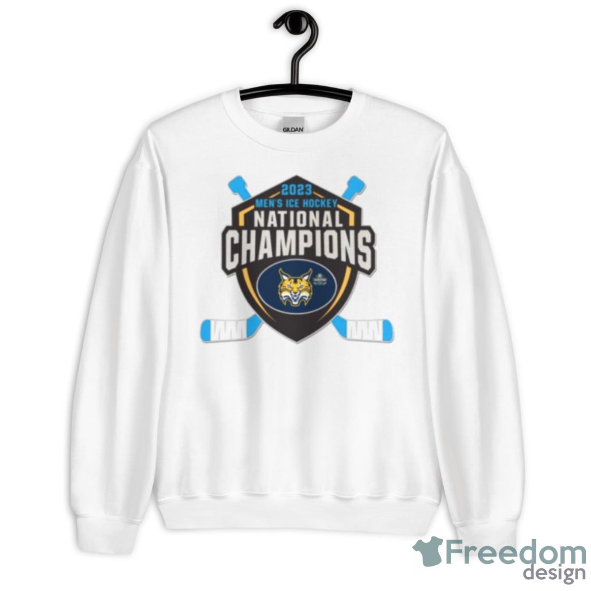 2023 NCAA Men’s Ice Hockey National Champions Quinnipiac Bobcats Logo Shirt - Unisex Heavy Blend Crewneck Sweatshirt