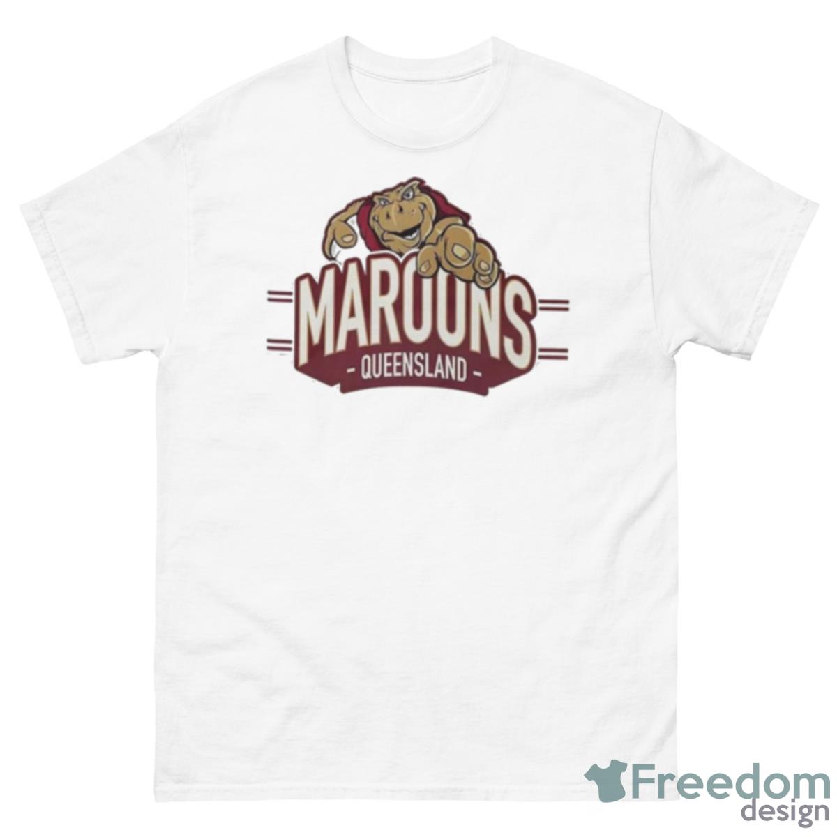 90s Logo Rugby Queensland Maroons Shirt - 500 Men’s Classic Tee Gildan