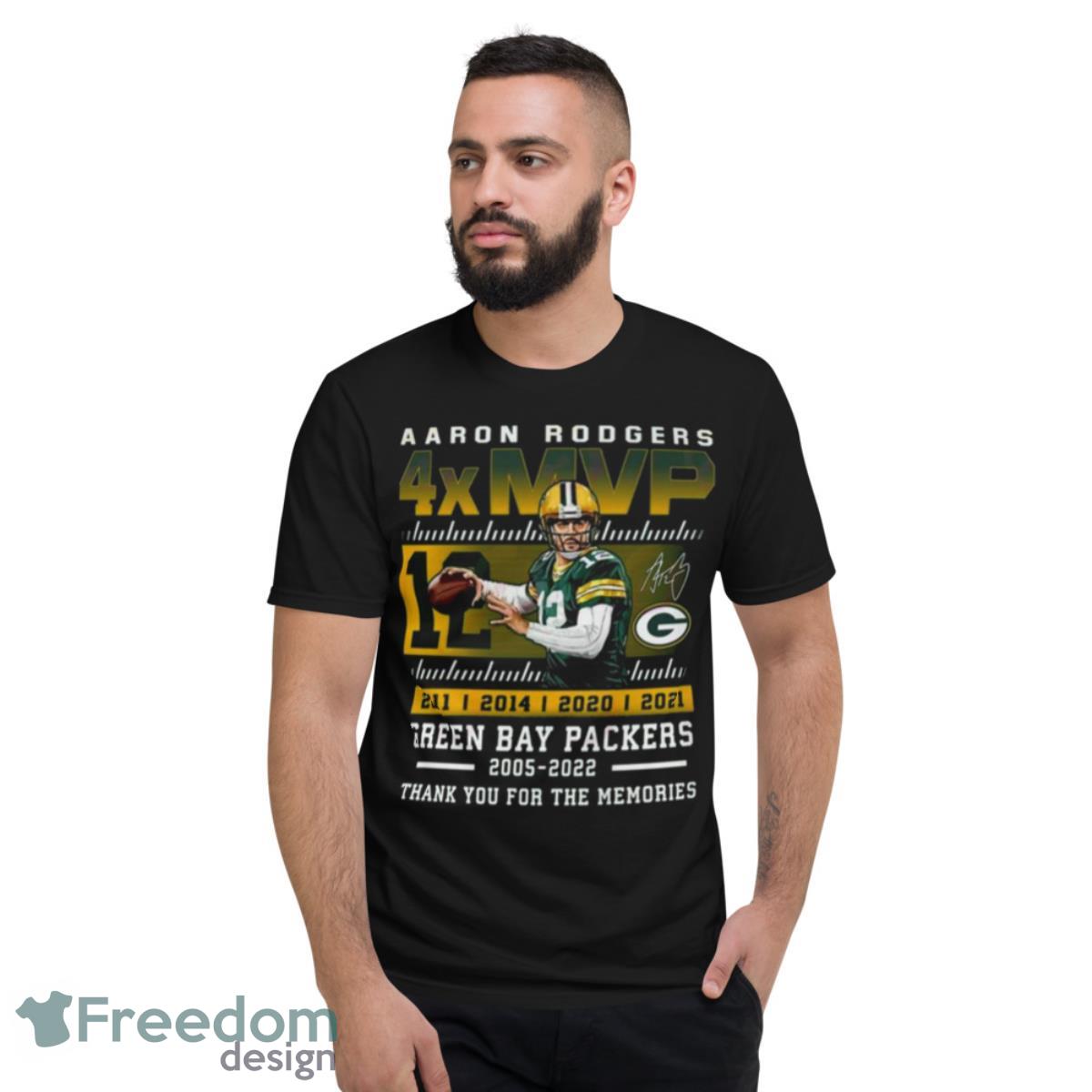 Aaron Rodgers 4xMVP Green Bay Packers 2005 – 2022 Thank You For The Memories Signature Shirt - Short Sleeve T-Shirt